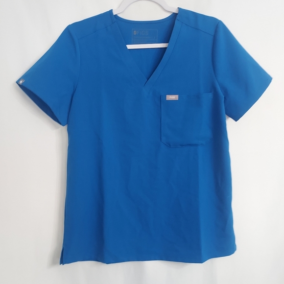 Figs Technical Collect Blue V Neck Scrub Top - Picture 1 of 6